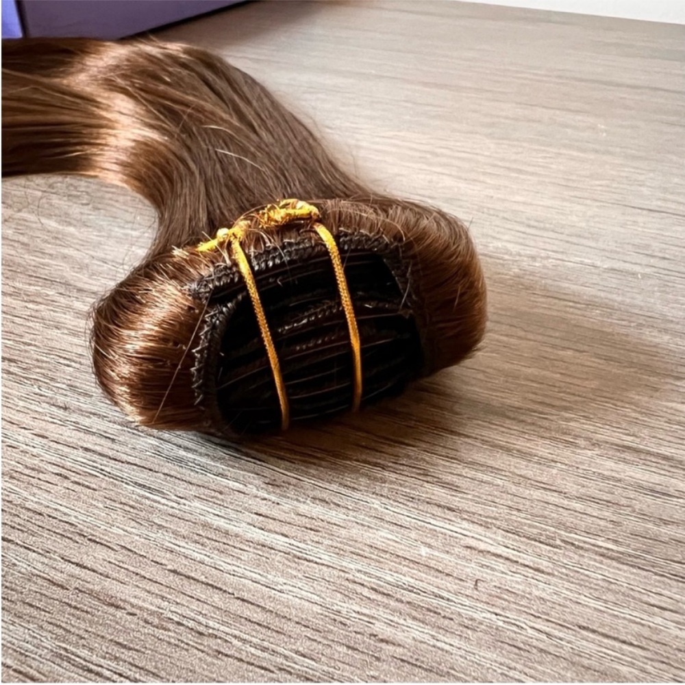 Chocolate Brown Remy Human Hair 20 Inch Clip In Hair Extensions - Picture 5 of 14